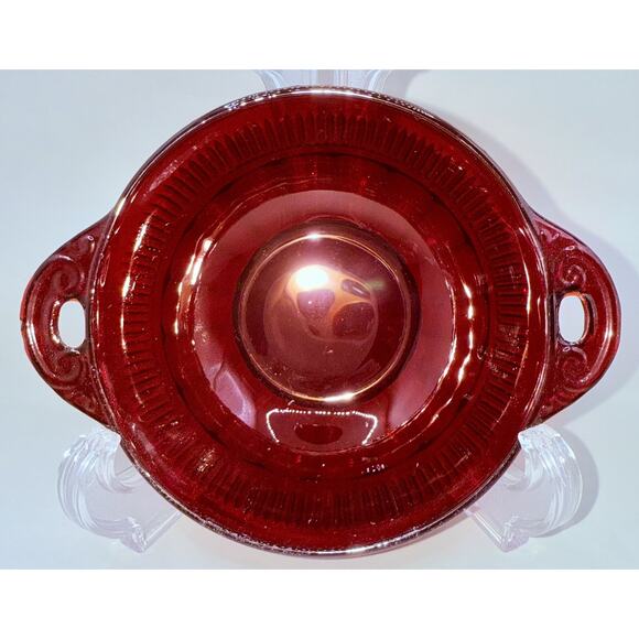 Anchor Hocking Ruby Red Depression Glass Coronation Berry Bowls Set of 4 Vintage - Picture 2 of 8